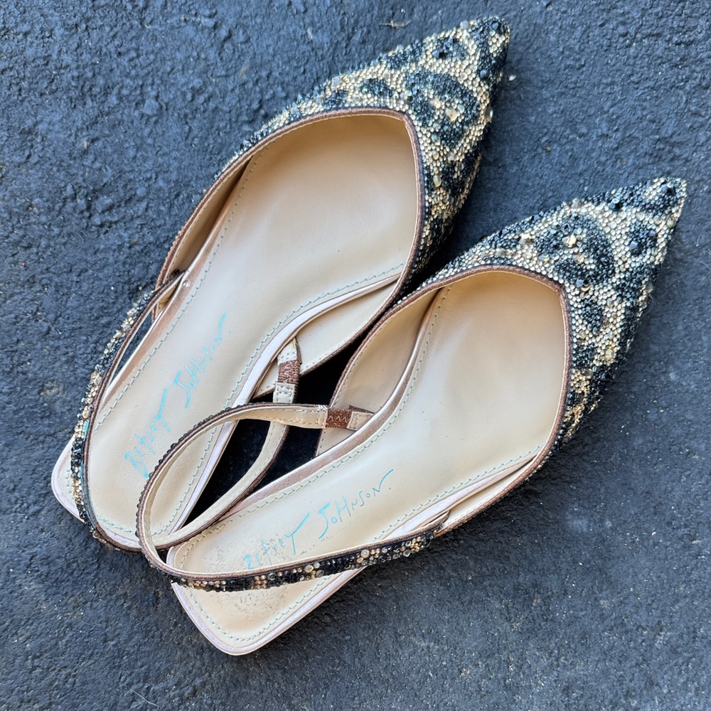 Betsey Johnson Black and Gold Beaded Flats